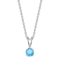 Ocean Glow Blue Topaz CZ Solitaire Necklace For Women in 925 Silver