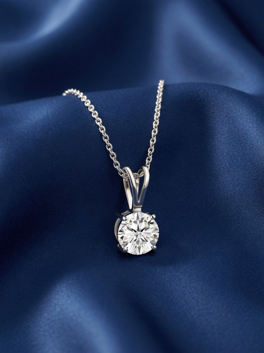 0.50 Carat Radiant Glow American Diamond Silver Solitaire Necklace