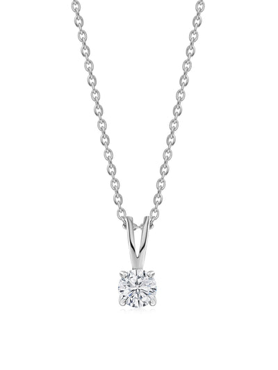 0.50 Carat Radiant Glow American Diamond Silver Solitaire Necklace