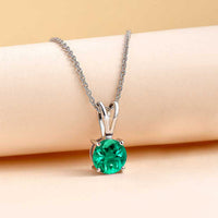 0.50 Carat Nature Glow Emerald CZ Silver Solitaire Necklace