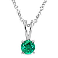 0.50 Carat Nature Glow Emerald CZ Silver Solitaire Necklace