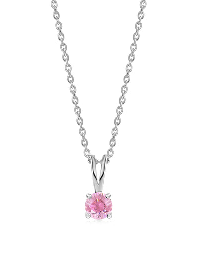 0.50 Carat Blush Glow Solitaire Pink Stone Silver Necklace