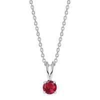 0.50 Carat Timeless Charm Ruby CZ Silver Solitaire Necklace