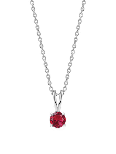 0.50 Carat Timeless Charm Ruby CZ Silver Solitaire Necklace