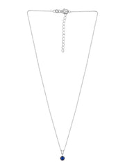 1 Carat Blue Sapphire Pendant Necklace For Women In Pure Silver