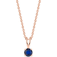 1 Ct. Rose Gold-Plated Blue Sapphire CZ Pendant With Chain For Women