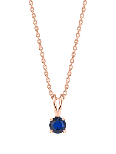 1 Ct. Rose Gold-Plated Blue Sapphire CZ Pendant With Chain For Women