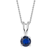1 Carat Blush Glow Blue Stone Solitaire Silver Necklace