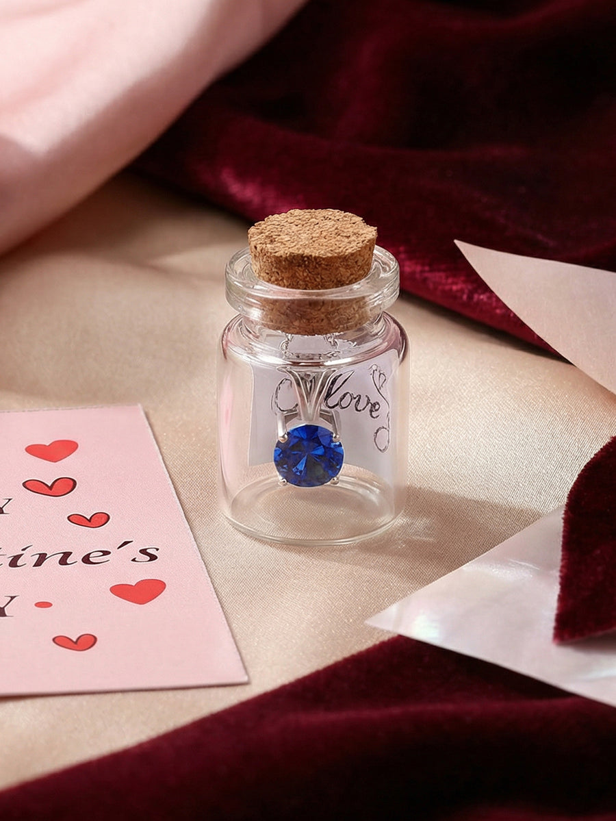 1 Carat Blue Sapphire Pendant Necklace For Women In Pure Silver