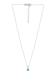 1 Carat Blue Topaz Pendant Necklace In 925 Sterling Silver For Women
