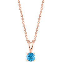1 Ct. Rose Gold-Plated Blue Topaz CZ Pendant With Chain For Women