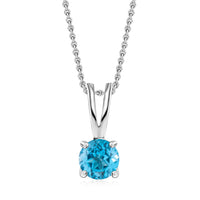 1 Carat Ocean Spark Topaz CZ Silver Solitaire Necklace