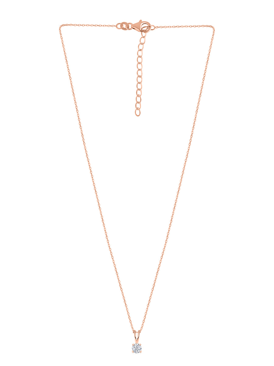 1 Carat Solitaire Pendant Necklace In Rose Gold For Women