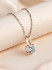 1 Carat Solitaire Pendant Necklace In Rose Gold For Women
