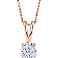 1 Carat Solitaire Pendant Necklace In Rose Gold-Plated For Women