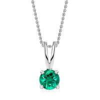 1 Carat Nature Spark Emerald CZ Silver Solitaire Necklace