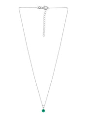 1 Carat Solitaire Emerald Pendant Necklace In Pure Silver