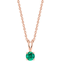 1 Carat Rose Gold-Plated Solitaire Emerald CZ Pendant With Chain