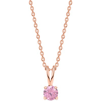 1 Ct. Rose Gold-Plated Pink Stone Pendant With Chain For Women