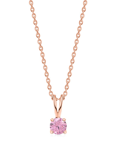 1 Ct. Rose Gold-Plated Pink Stone Pendant With Chain For Women