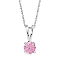1 Carat Blush Glow Pink CZ Solitaire Necklace For Women in 925 Silver
