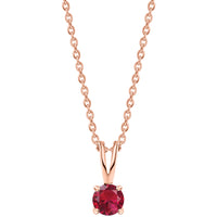 1 Carat Rose Gold-Plated Ruby CZ Solitaire Pendant With Chain