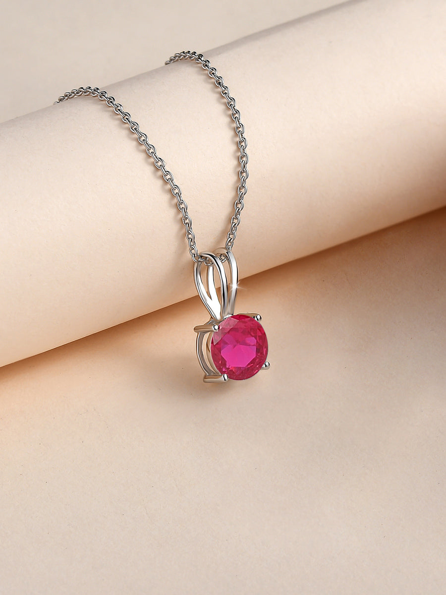 Pretty Carat Ruby Solitaire Pendant – Ornate Jewels