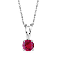 1 Carat Timeless Charm Radiant Ruby CZ Silver Solitaire Necklace