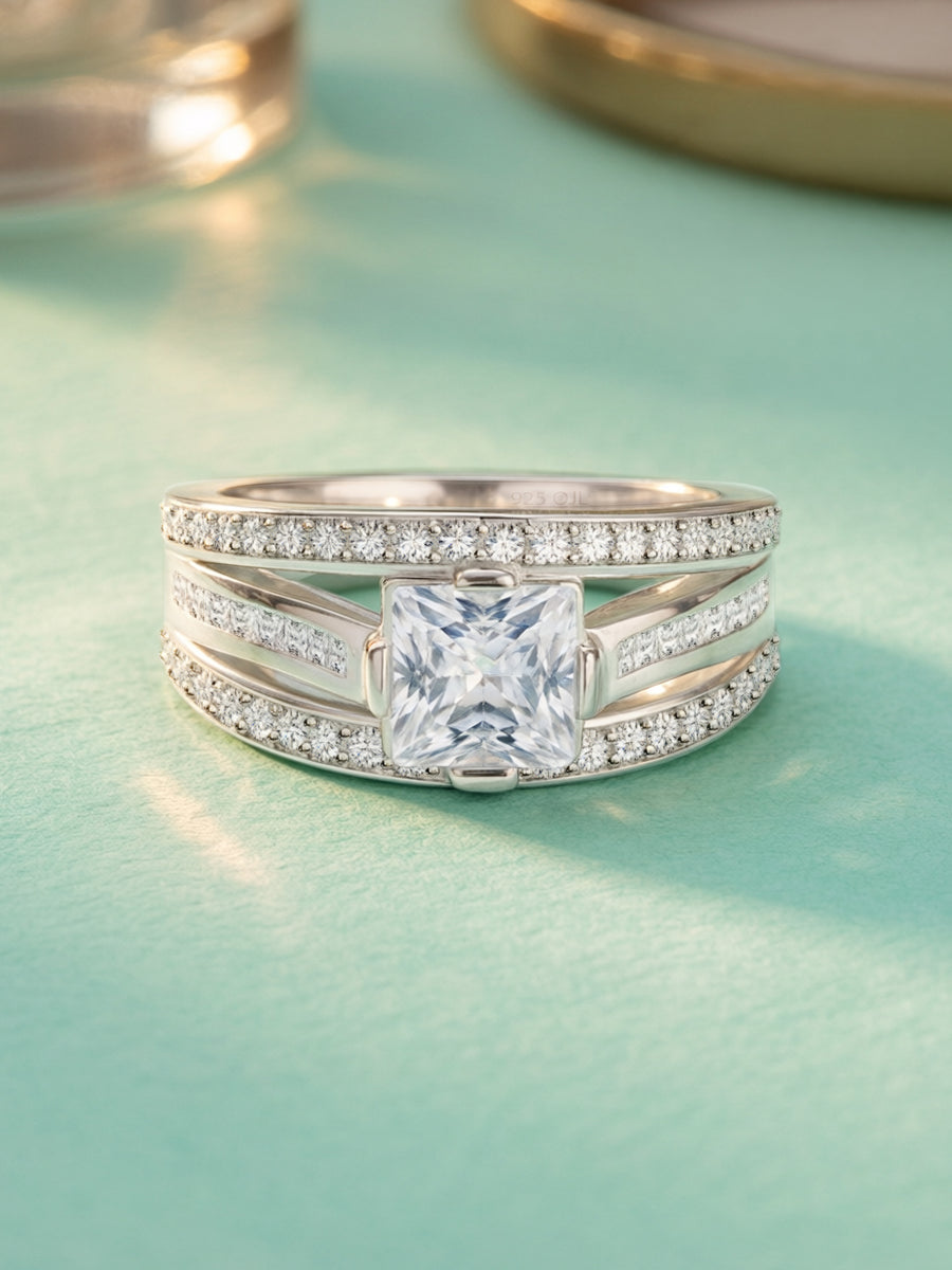 Grand Spark American Diamond Silver Ring