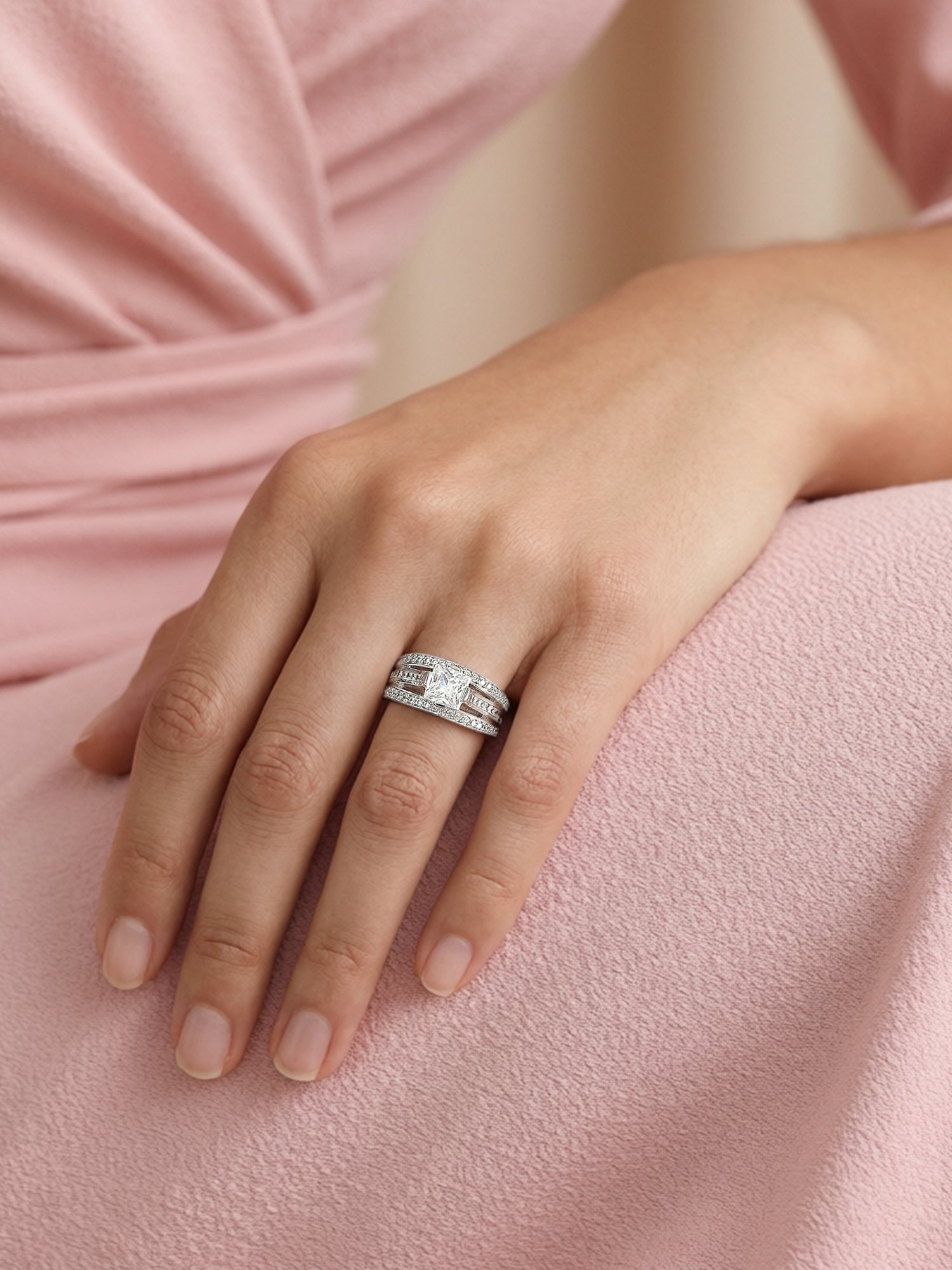 Grand Spark American Diamond Silver Ring