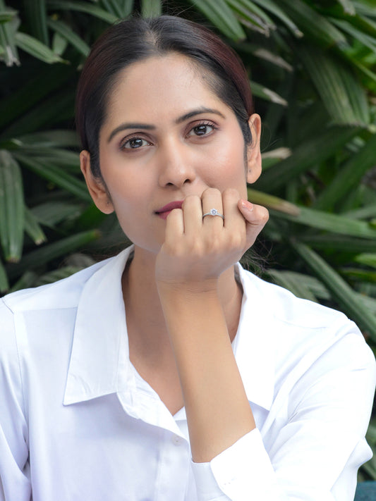 Pure 925 Sterling Silver 1.5 Carat Solitaire Ring