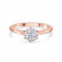 1.5 Carat American Diamond Solitaire Rose Gold Plated Silver Ring