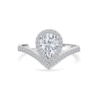 Heart Halo American Diamond Silver Adjustable Ring