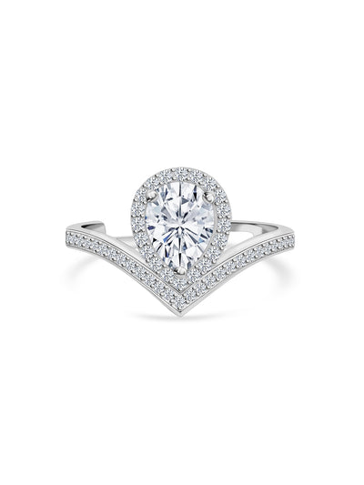 2.5 Carat American Diamond And Pure 925 Sterling Silver Tear Drop Ring For Women-1