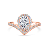 American Diamond Halo Rose Gold Plated Adjustable Ring for Women