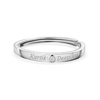 Ornate Solitaire Adjustable Silver Ring