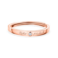 Rose Gold Solitaire Adjustable Silver Ring