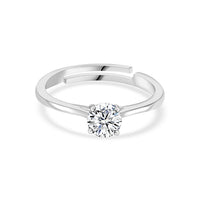 1 Carat Single Solitaire Adjustable Silver Ring For Women