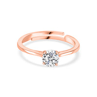 1 Carat Single Solitaire Adjustable Rose Gold Ring For Women