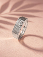 Bold Spark American Diamond Silver Men's Ring