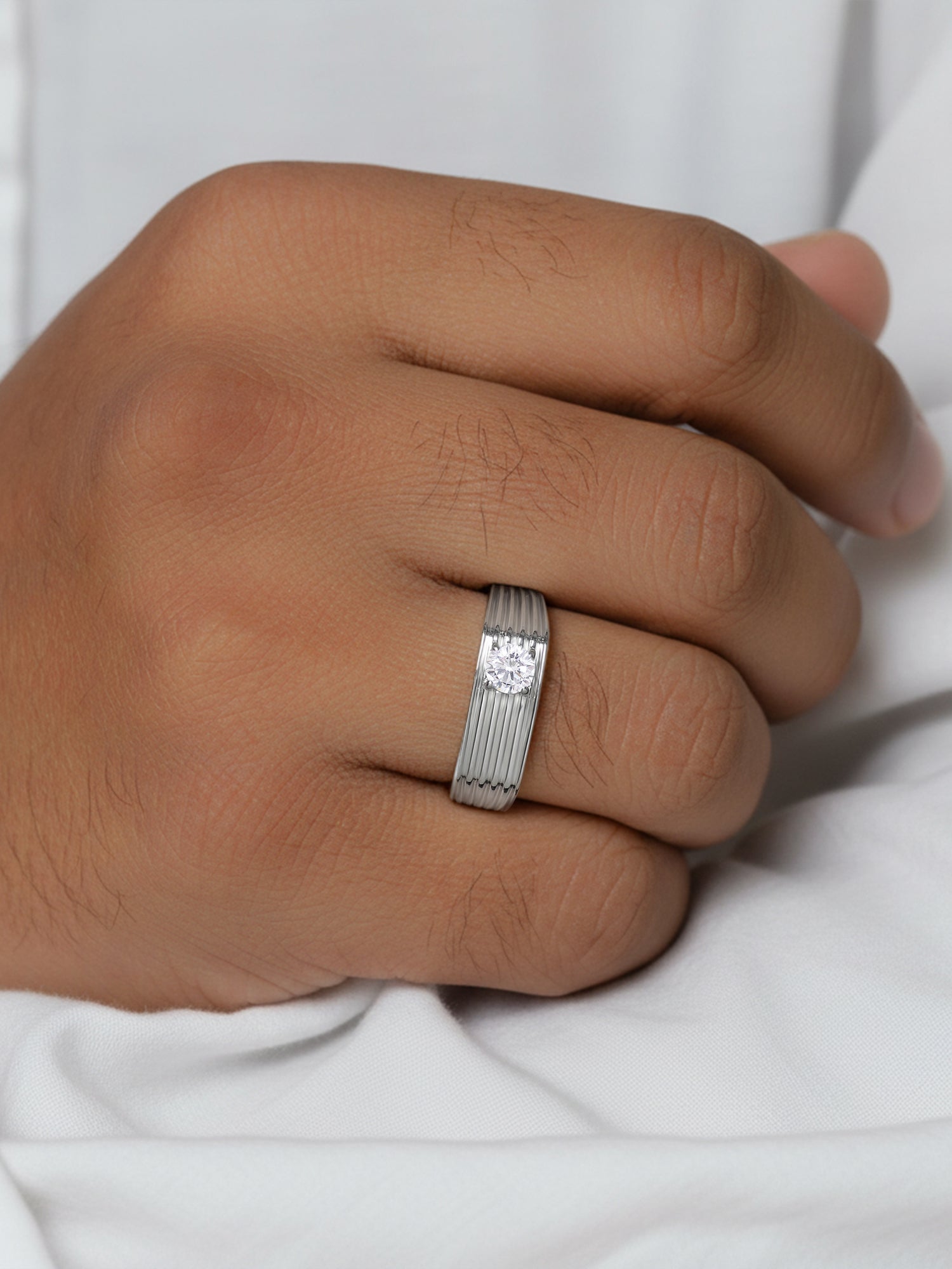 1 Carat 925 Pure Silver Adjustable Wedding Ring
