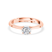 1 Carat Rose Gold Solitaire Adjustable Ring For Women