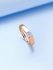 1 Carat American Diamond Solitaire Adjustable Ring For Men in Rose Gold Silver
