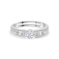 1 Carat Silver Solitaire Adjustable Ring for Men