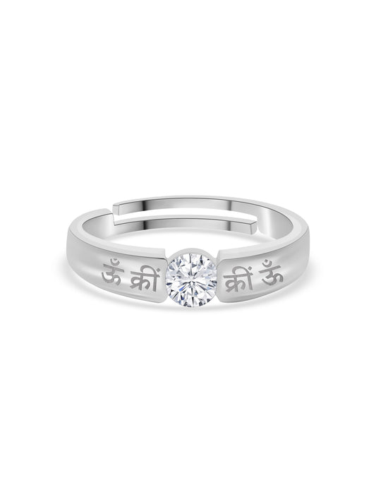 1 Carat Silver Solitaire Adjustable Ring for Men
