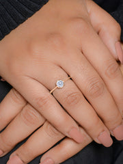 1 Carat Diamond Look Rose Gold Adjustable Solitaire Ring in Silver