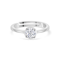 1 Carat Diamond Look Adjustable Silver Solitaire Ring