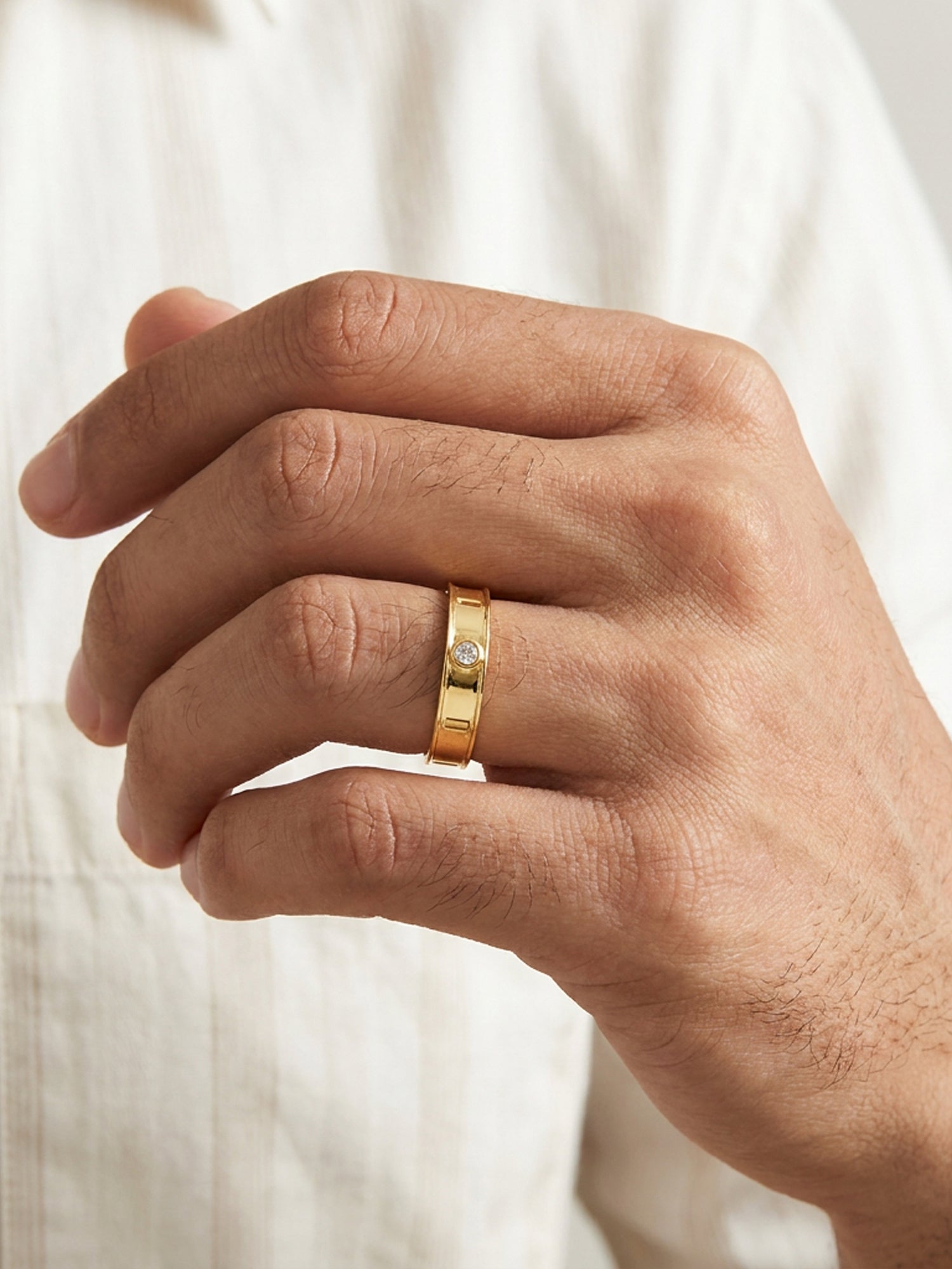 Timeless Spark American Diamond Silver Ring For Men