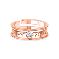 Solitaire Adjustable Rose Gold Plated Band Ring for Women