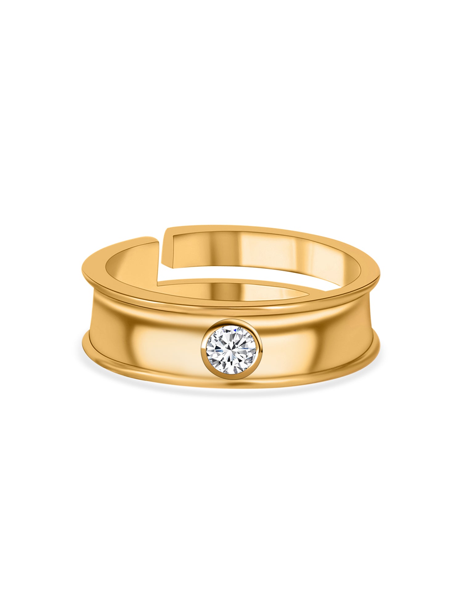 Gold Plated Solitaire Adjustable Ring